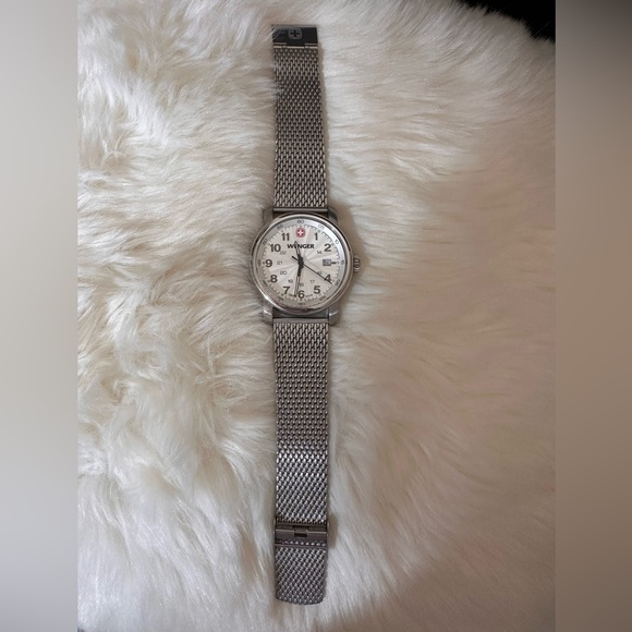 Wenger Stainless Steel Mesh Silver Dial White Watch with Date 1021.103 NWOT - Picture 10 of 10